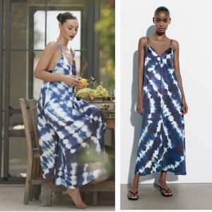 NWT ZARA Tie Dyed Flowy Slip Maxi Dress